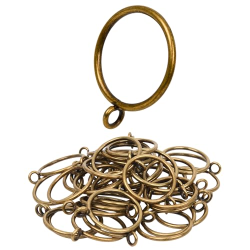 Manysky Curtain Rings with Eyelets 48 Pack Metal Drapery Rings for Pinch Pleat Curtains Panels Drape Rings Fits Up to 1.2 in Curtains Rod 1.5 Inch I D Antique Bronze