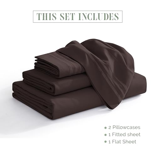 Elegant Comfort Luxury 1500 Premium Hotel Quality Microfiber 4-Piece Sheet Set - Soft, All Around Elastic 18-24 Inches Deep Fitted Sheet - Extra Deep Pocket Sheets, Twin/Twin XL, Chocolate Brown