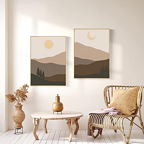 Montagne Mur Art Toile Bohème pour Créer une Ambiance Salon Cocooning Moderne et Nature Pastel