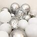 Sliver Balloons 12" Party Balloons Latex Balloons Birthday Balloons Baby Shower Balloons Wedding Balloons for More Parties 50 Pcs Pack-White, Metallic Silver,Silver Confettii Balloons