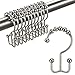 TENOVEL Rust Proof Stainless Steel Shower Rings, Rustproof Shower Curtain Hooks,Heavy Duty Roller Double Glide Shower Curtain Hooks for Bathroom Shower Liners, Brushed Nickel,Set of 12 Hooks
