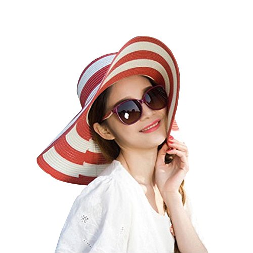 Sun Hat For Women, Women's Floppy Wide Brim Straw Sun Hat Upf 50+ Uv Protection Beach Cap Adults Spring Summer Foldable Quickly-Dry Hat Travel Bush Hat For Women,Ladies,Camping,Fishing,Hiking Red #TOP2