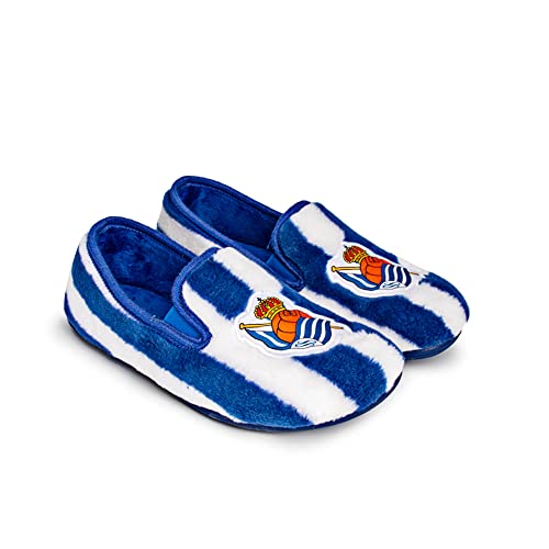 MARPEN SLIPPERS, Zapatillas de Casa de Invierno Oficiales de la Real Sociedad de Fútbol para Hombre o Mujer, Cerradas Blanquiazules, Talla 43
