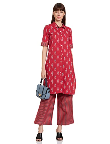 Image of Amazon Brand - Myx Women's Printed Kurta and Pant Set in Cotton (Available in Plus Sizes)