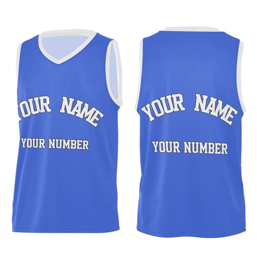 Personalized Your Basketball Jersey Sports Shirt Royal Blue V-Neck Jersey Shirts Name Printed Custom Team Name Number for Men Women