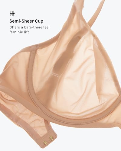 INLYRIC Women's Mesh Balconette Bra Sexy Demi Supportive Comfortable Seamless Underwire Unlined Sheer Bras4