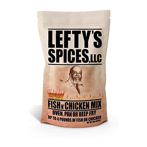 Lefty's Spicy Fish & Chicken Mix | Air Fry and Oven Baked Seasoned Coating Mix for Fish, Chicken, Pork Chops, Shrimp and Vegetables | 16 oz. Cover