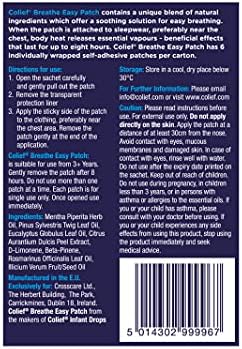 Colief - Breathe Easy Patches - Decongestant Patch for Kids - Eucalyptus and Peppermint - Applies to Clothing - Relieves symptoms of Cold, Flu and Nasal Decongestion - Easy Apply/Remove