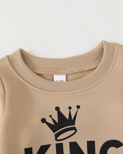 Jecson Baby Boy Fall Clothes: Warm & Soft Infant Outfits Set KING Print Sweatshirt & Jogger Pant 2Pcs Cute Daywear 3-24M 5