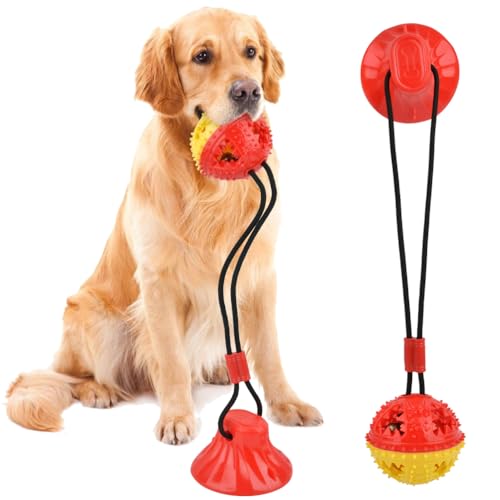 BUYGOO Palla Giocattolo per Cani con Ventosa, Giocattoli da Masticare, Gioco Cane Multifunzionale con Corda Elastica, Palline Masticare per Cane, Palla Masticare Denti per Pavimenti Piastrelle Pareti