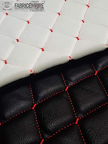 Premium Vinyl Quilted Foam Upholstery Fabric with Durable 3/8" Backing - 52" Wide, Dynamic Black with HQ Red Thread Design, Sold by the Yard 6 Premium Vinyl Quilted Foam Upholstery Fabric with Durable 3/8" Backing - 52" Wide, Dynamic Black with HQ Red Thread Design, Sold by the Yard - Image 5