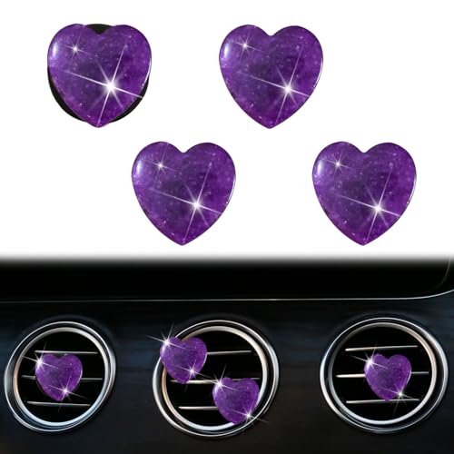 Image of 4 Pcs Heart Air Vent Clips, Cute Heart Car Air Fresheners Vents Clips Funny Cars Diffuser Vent Clips Car Interior Decor Charm Cute Cars Accessories,Decoration for Women (Purple)
