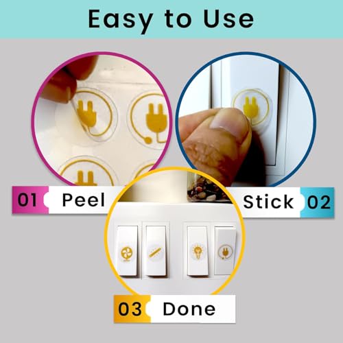 Image of Gold Black Metallic Colour Switch Board Stickers for Home | 330 Labels with 22 Icons for Fan Light AC Fridge | Elegant Electric Switch Stickers for Button Labeling | Modular Switch Panels