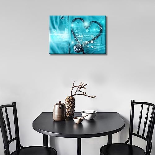 Image of TUMOVO Stethoscope Poster Wall Decor 1 Pieces Poster Clinical Laboratory Art Prints Wall Decor Living Room Medical House Decor Stretched and Framed Ready to Hang (12 inch Wx18 H)