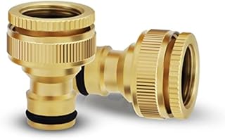 Mdlufee 2 Pcs Garden Hose Quick Connector,3/4 inch & 1/2 inch 2-in-1 Brass Female Threaded Tap Connector, Threaded Faucet Adapter