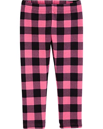 Carters Girls Cozy Fleece Leggings (Pink/Plaid, 24 Months)