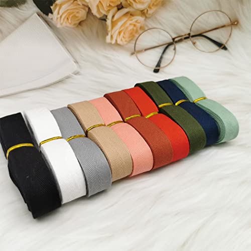 Nonmol Cotton Twill Tape Herringbone Tape 4/5 Inch Wide 100 Yard Soft Cotton Webbing Roll 20 Colors Mixed For Sewing Binding Gift Wrapping Diy Craft Making (4/5 Inch (2Cm) , Mixed Colors) #TOP4