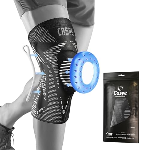 Caspe 1 Pack Compression Knee Brace for Women & Men &ndash; Pain Relief Support with Patella Gel Pads...