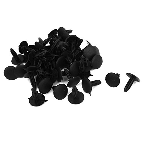 sourcingmap 5mm x 5mm Hole Dia Black Plastic Rivets Fastener Push Clips 48 Pcs