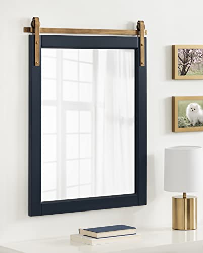 Kate-and-Laurel-Skylan-Modern-Farmhouse-Decorative-Wood-Framed-Wall-Mirror-22-x-28-Navy-and-Antique-Gold-Barn-Door-Inspired-Wall-Hanging-Mirror-for-Bathroom-or-Living-Room-Uses Kate and Laurel Skylan Modern Farmhouse Decorative Wood Framed Wall Mirror 22 x 28 Navy and Antique Gold Barn Door Inspired Wall Hanging Mirror for Bathroom or Living Room Uses