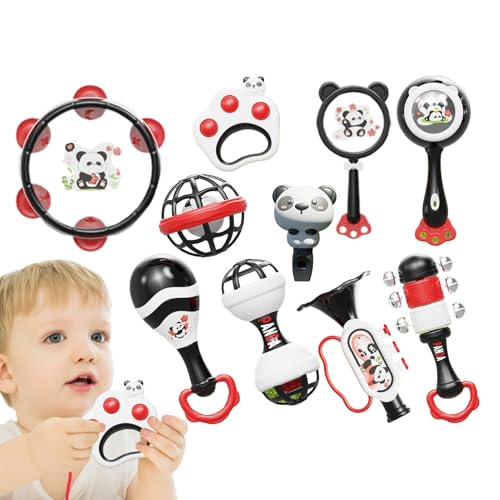Chaies Juguete Sonajero para Bebés | Sonajeros Panda de Agitar Manual | Instrumentos Musicales, Mordedor Sensorial Para El Tiempo De Juego, El Desarrollo Infantil Temprano Y La