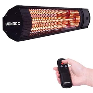 VONROC Heater Marsili 2000W – 2 Warmteniveaus – Zwart – Lowglare element – Met afstandsbediening