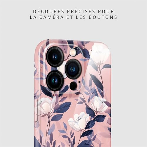 Coque fleurs iPhone 16 Pro blanche et rose idéale pour le quotidien - 7