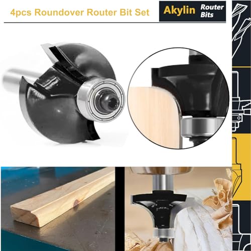 4PCS Roundover Router Bit Set, 1/4 inch Shank,Corner Rounding Edge Forming Cutter,Radius 1/8”, 1/4”, 5/16”, 3/8” Round Over Edging Router Bits, by Akylin 6 4PCS Roundover Router Bit Set, 1/4 inch Shank,Corner Rounding Edge Forming Cutter,Radius 1/8”, 1/4”, 5/16”, 3/8” Round Over Edging Router Bits, by Akylin - Image 6
