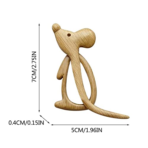 Image of Pokinge 2Pcs Wooden Carving Brooch Pin Cartoon Animal Sweater Brooch Cute Wood Carved Scarf Buckle Women Shawl Pin Creative Craft Gifts For Girls