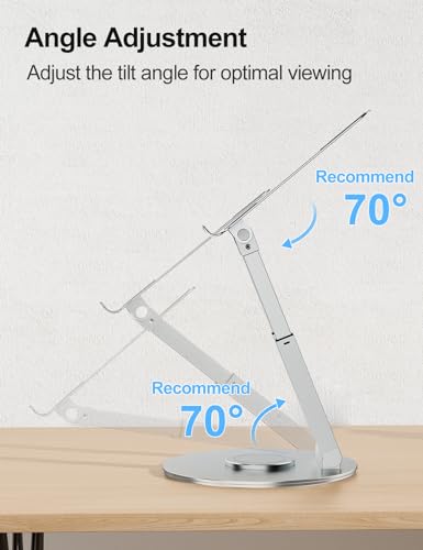 Laptop Ständer Höhenverstellbar mit 360° Drehbarer Basis, Ergonomisch Laptopständer, Laptop Erhoehung Fuer Schreibtisch, Standing Laptop Stand Computer Ständer mit MacBook Pro, Laptops 10–17" Silber – Bild 6