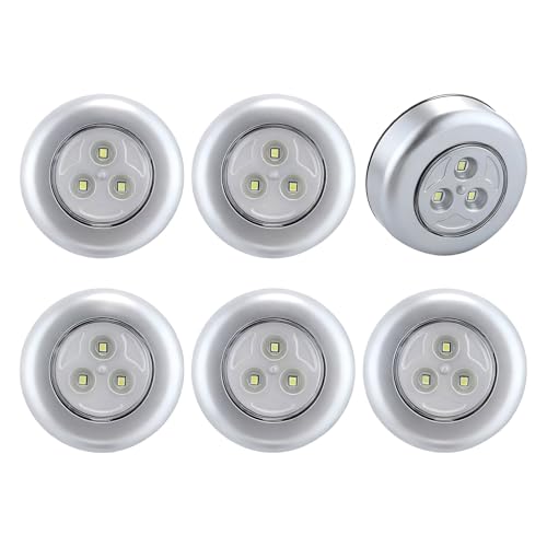 SOAIY 6PCS Luz de Noche Alimentada por Baterías con Pulsador, Sin Cable en el Armario, Cocina, Pasillos, Escaleras, Habitaciones Infantiles, Garajes, Baúles para Automóviles