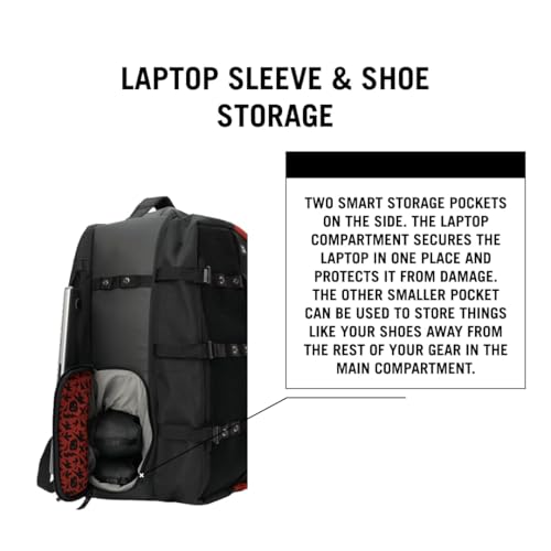 USWE Buddy Athlete Gear Pack, Duffle Bags to Store Sports Gear, Essentials, Ideal For Travelling, Gym, Training and More (40L Gear Pack Black/Red)4