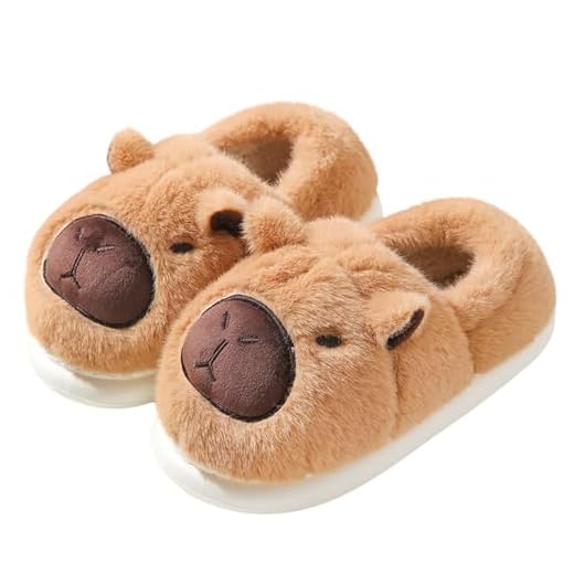 XIAPIA Zapatillas de Casa Mujer Hombre, Zapatilla Pantufla con Capibara,Suelas Gruesas Antideslizantes, Zapatillas Forradas, Cómoda Zapatilla Unisex de Invierno con Puntera Cerrada,38/39