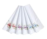 Women's 100% Cotton Handkerchief,Embroidery Hankies Pack of 6, White, One Size