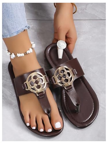 GORGLITTER Women's Flip Flop Thong Metallic Cute Dressy 2025 Comfortable Slide Flat Sandals2