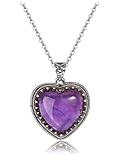 JSDDE Amethyst Heart Crystal Necklace for Women Healing Crystals Gemstone Pendant Necklaces Jewelry Gift for Birthday Christmas