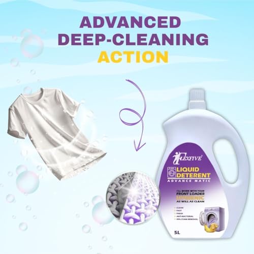 Image of Total Wash Matic Detergent Liquid | 5Ltr | Removes Tough Stains | Gentle on Clothes | Refreshing Fragrance | Liquid Detergent for Washing Machine and Hand Wash | (Lavender)