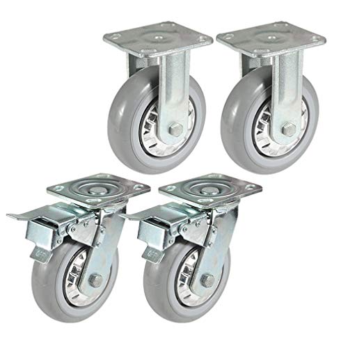 Roulette pivotante robuste : jeu de 4 roulettes à platine pour meuble