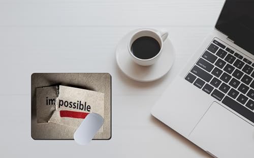 Image of Impossible to Possible Motivational Mouse Pad 9 x 7.5 Inch, 3mm Thick Non-Slip Rubber Base Mouse Pad, Inspirational Desk Accessory for Office, Home & Study