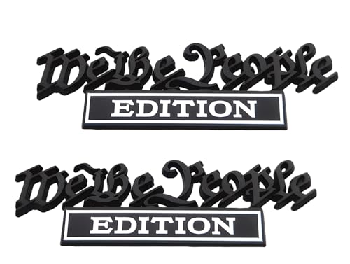 Image of Pair Set We The People Edition Metal Emblem 3D Badge Decal Fits for Universal Vehicle, Car, Truck, SUV Decoration (Black White)