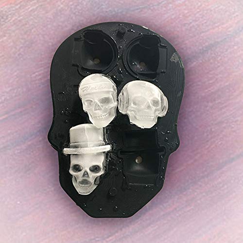 Molde para hielo 3D forma calavera negro miniatura 3