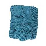 Abaodam 大花手編みニットヘッドバンド 防風保温伸縮性ヘアバンド 冬用耳あて兼用アクセサリー 女性向け日常とパーティー用