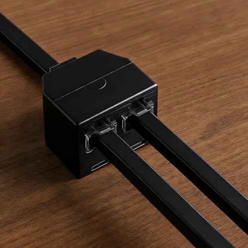 SynHHergyx 2 Pack Phone Line Splitter Two Way Phone Jack Splitter RJ11 Male to Dual Female Cable 6P4C Telephone Line Splitters for Telephone, Fax Machine, Black