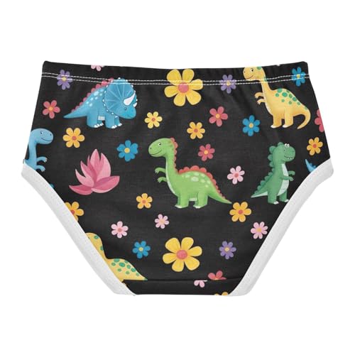 Cute Dinosaurs Flowers Black Underwear Toddler Girl, Underwear Girls, 2T–8 Years2