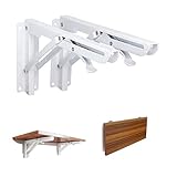 Xintan Tiger Folding Wall Bracket 90° Wall Mount Stainless Steel Folding Shelf Wall Shelf Bracket 2Pcs (White)