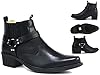 Men’s Cowboy – Black Leather Harness Ankle Boots for Men – Western Biker Motorcycle Riding Shoes – Stylish Horse Riding & Casual Footwear UK #4