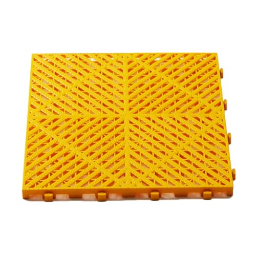 XTGDIEM Esteras Entrelazadas Modulares Esteras De Drenaje De Garaje DIY Baldosas De Goma Esteras De Drenaje De Empalme For Terraza Patio Garaje Balcón Baño Áreas Húmedas(Yellow,40x40x2CM-15piece)