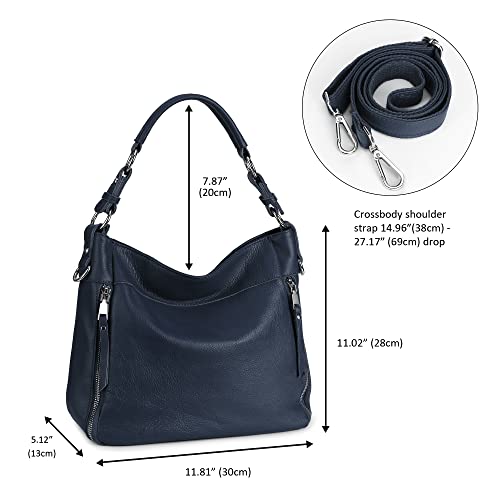 Image of YALUXE Women's Real Leather Shoulder Bags Hobo Handbag Purse Crossbody Bag