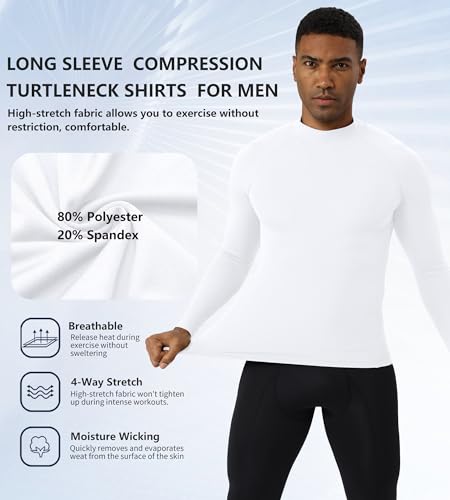 Turtle Neck Compression Shirts for Men Athletic Workout T-Shirt Sports Undershirt Quick Dry Base Layer Running Tops4