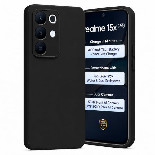 Image of FIRST MART Matte Silicone Back Cover for Realme 15x - Black